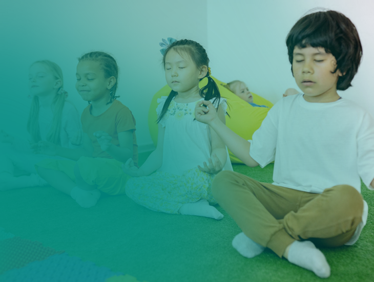 children practicing meditation