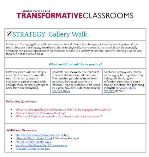 Transformative Classroom Strategy Sheet (click to view Google Doc)